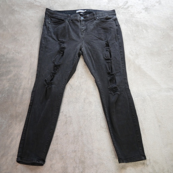 Torrid Bombshell Skinny 22R Black Premium Stretch High Rise Destructed Jeans - Picture 1 of 12